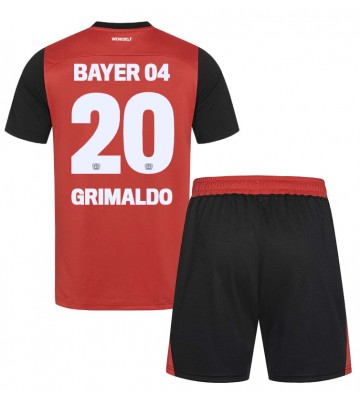 Bayer Leverkusen Alejandro Grimaldo #20 Primera Equipación Niños 2024-25 Manga Corta (+ Pantalones cortos)